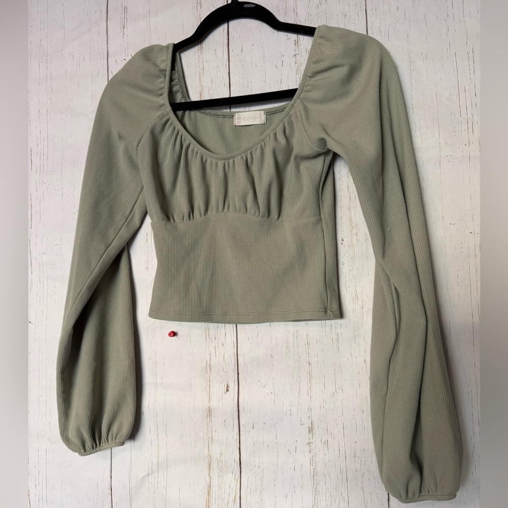 Altar’d State Small Corset like long sleeve top shirt light green LS shirt